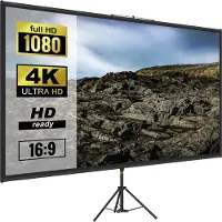 Vevor Projectiescherm 203,2 cm Projectorscherm 16:9 Projector Screen van Polyester en Aluminiumlegering met Verstelbaar Aluminium Statief en 160 Graden Kijkhoek voor Thuisbioscoop