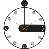 Sensahome Wandklok Manila - Luxe Industriële Klok van Metaal - Grote Maat - Ø50cm - Zwart
