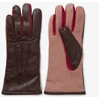 Sissy-Boy Donkerrode colourblock leren handschoenen | Maat: S-M