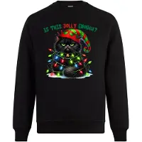 B&C Is This Jolly Enough? Kersttrui - Dames Heren - Kat - Unisex - Kerst Cadeau - Grappig - Foute Kersttrui - Maat XL