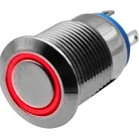 Proride Metalen Pulsschakelaar 220V OFF-(ON) - 12mm - Momentschakelaar - Spatwaterdicht - LED Indicatie Rood
