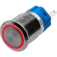 Proride Metalen Drukschakelaar 12V ON-OFF - 16mm - Aan/uit schakelaar - Spatwaterdicht - 12V/24V - LED Indicatie Rood