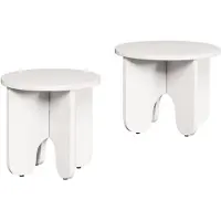 vidaXL Salontafel 2 st Wit 39.5 x 39.5 x 30 cm Massief grenenhout