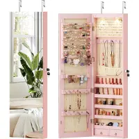 Coast Sieradenkast met Spiegel en Ledverlichting – Zwart/Wit – 120 x 35,5 x 10 cm – Hangend en Afsluitbaar