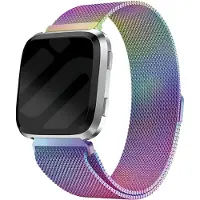 Strap-it Milanees Smartwatch bandje - Geschikt voor Fitbit Versa / Versa 2 Milanese band - rainbow - Horlogeband / Polsband / Armband - Maat: Maat S