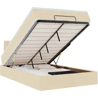 vidaXL Ottoman bed met matras 120x190cm stof crèmekleurig