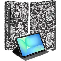 B2Ctelecom Tablet Book Case Black Flowers Samsung Galaxy Tab S10 FE | Tab S9 FE