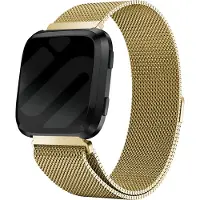 Strap-it Milanees Smartwatch bandje - Geschikt voor Fitbit Versa / Versa 2 Milanese band - goud - Horlogeband / Polsband / Armband - Maat: Maat S