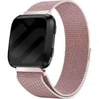 Strap-it Milanees Smartwatch bandje - Geschikt voor Fitbit Versa / Versa 2 Milanees bandje - roze - Horlogeband / Polsband / Armband - Maat: Maat L