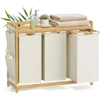 Budu Wasmand 3 vakken - Wassorteerder - Wasmanden Bamboe - 150L