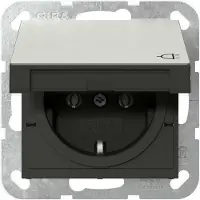 Gira Systeem 55 RVS Schuko Stopcontact Met Scharnierende Afdekking - 4454600