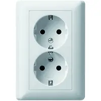 Gira Schuko-dubbele stekkerdoos, wit, glad, artikelnummer 078003