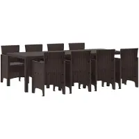 vidaXL Tuinset, 9-delig, bruin, polypropyleen