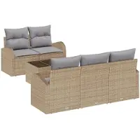 vidaXL Tuinbank Set Beige 55 x 55 x 37 cm poly rattan