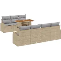 vidaXL Tuinbank Set 8 st beige en lichtgrijs