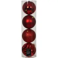 Décoris Kerstbal polystyreen kerstrood mix - 4 stuks (ø14 cm)