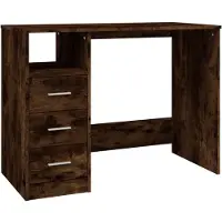 vidaXL Bureau met lades 102x50x76 cm bewerkt hout gerookt eikenkleurig