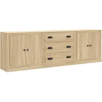 vidaXL Dressoirs 3 st bewerkt hout sonoma eiken