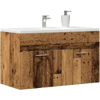 vidaXL Wastafelkast 90x38,5x46 cm bewerkt hout oud houtkleurig