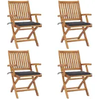 vidaXL Tuinstoelen 4 st inklapbaar met kussens massief teakhout