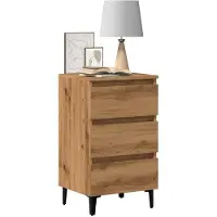 vidaXL Nachtkastje met metalen poten 40x35x69 cm artisanaal eikenkleur