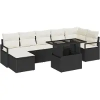 vidaXL Tuinbank Set 8 st Zwart en Crème poly rattan