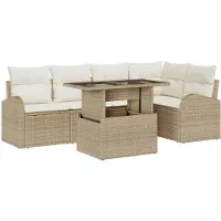 vidaXL Tuin Sofa Set 6 st Bruin en Crème poly rattan