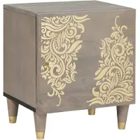 vidaXL Nachttafeltje met Deur Grijs 40 x 33 x 46 cm Massief Mango Hout