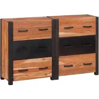 vidaXL Dressoir 3 st Bruin 110 x 30 x 75 cm Massief Acacia Hout