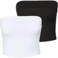 Urban Classics Top - Crop Top (2-pack) - XS tot XL - voor Vrouwen - zwart-wit | Maat XL