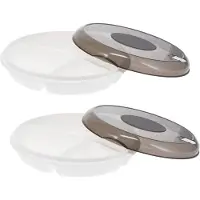 PlasticForte Magnetron schaal met vakjes - 2x - deksel en ventiel - kunststof - 24 x 6,5 cm - opwarmen