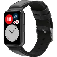 Kwmobile horlogeband geschikt voor Huawei Watch Fit 2 -Armband voor fitnesstracker van leer in zwart