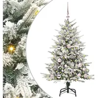 vidaXL Kunstmatige voorverlichte kerstboom met ballenset Groen 120 cm