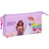 Unicorn Academy Pennenetui met 3 vakken Unicorn Academy Lila 22 x 12 x 3 cm