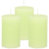 Atmosphera Stompkaars - 3x - lime groen - 5 x 8 cm - klein rustiek model - cilinderkaars - kaars