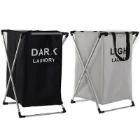 Benson Wasmanden set - 2x 60 Liter compartiment - Light / Dark - 39 x 38 x 60 cm - aluminium frame