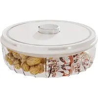 LONGZIMING -Luchtdichte Snackbox 28 cm met Druksluiting – 5-Vaks Bewaardoos voor Noten, Snoep & Fruit – Transparante Vershoudbak met Deksel, Kunststof Servierschaal voor Keuken & Feestjes