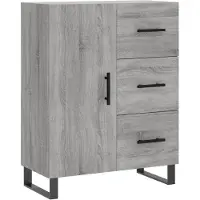 vidaXL Hoge kast 69,5x34x180 cm bewerkt hout grijs sonoma eikenkleurig