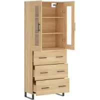 vidaXL Hoge kast 69,5x34x180 cm bewerkt hout sonoma eikenkleurig