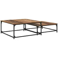 vidaXL Salontafel 2 st Oud Hout 80 x 80 x 35 cm Bewerkt hout