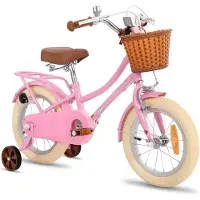 Stitch Manchi Meisjesfiets - 14 Inch - Zijwieltjes - Bell - Handrem - Voor V-Brake en Achter Trommelrem - Roze - Geschikt voor buitenactiviteiten in de lente