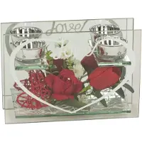Robas Glazen decoratie met rode roos