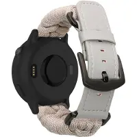 Kwmobile Vervangingsarmband gevlochten voor Garmin Vivoactive 6 / Vivoactive 5 / Venu Sq / Amazfit GTS / Bip 3 armband - Fitness tracker sportarmband van PU-leer met horlogesluiting - crème