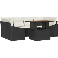 vidaXL Tuinbank Set 7 st Zwart Poly rattan