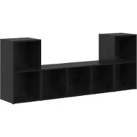 vidaXL Tv-meubelset 3 st Zwart Bewerkt hout