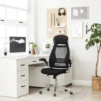 Alta ErgoMesh Pro – Ergonomische Bureaustoel met Verstelbare Hoogte, Inklapbare Armleuningen, Ademend Mesh Rugleuning, Hoofdsteun & Kantelfunctie – Comfortabele Kantoorstoel tot 150 kg – Zwart