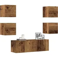 vidaXL 5-delig Tv-meubelset wandmontage bewerkt hout oud houtkleurig