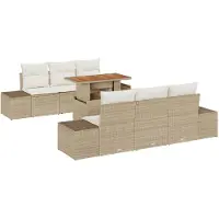vidaXL Tuinset, 7-delig, beige, polyrotan