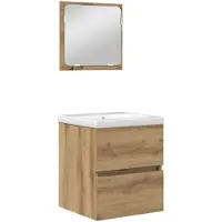 vidaXL Badkamermeubel Set 2 st Zwart Eiken en Wit 42 x 39 x 45 cm