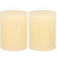 Atmosphera Stompkaars - 2x - ivoor wit - 7 x 9 cm - middel rustiek model - cilinderkaars - kaars